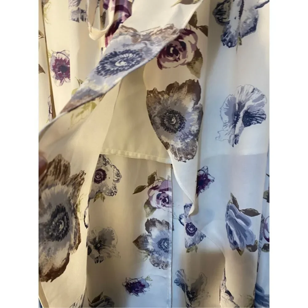 JOA women’s floral, high, low tie wrap, midi skirt, size medium